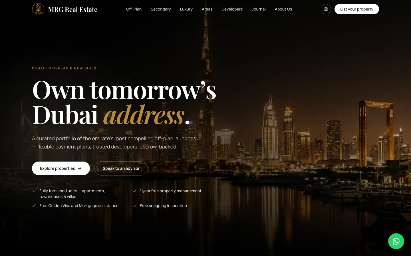 MRG Real Estate homepage